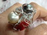 Anello in argento 925 con perle e corallo