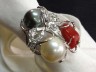 Anello in argento 925 con perle e corallo