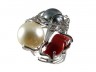 Anello in argento 925 con perle e corallo