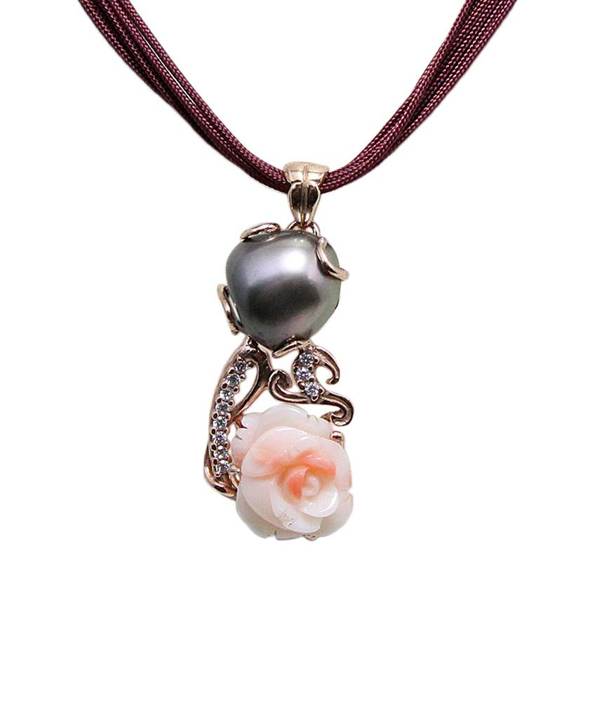 Ciondolo in Argento 925 corallo perla cristalli