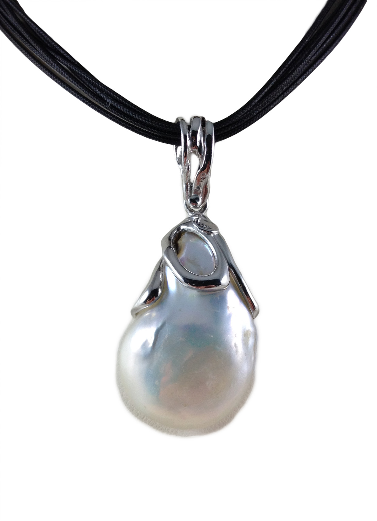 Ciondolo in argento 925 con perla e cristalli