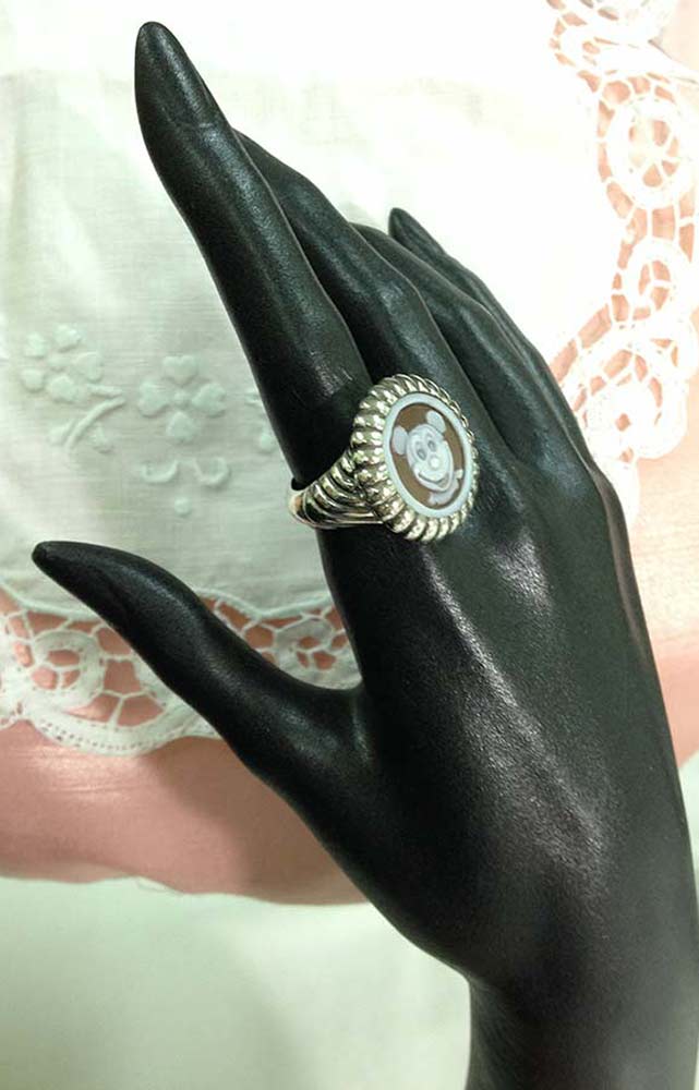 Anello in argento 925 con cammeo topolino