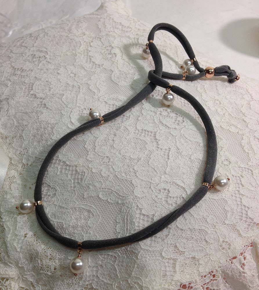 Bracciale in tessuto Argento 925 con perle