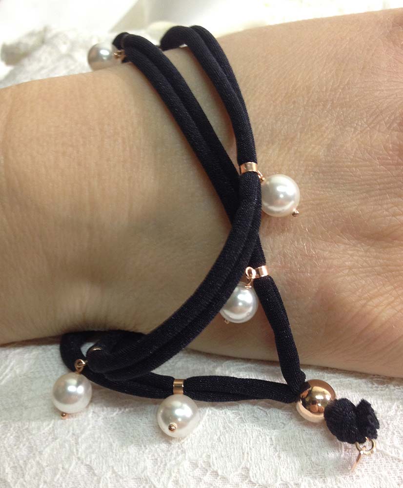 Bracciale in tessuto Argento 925 con perle