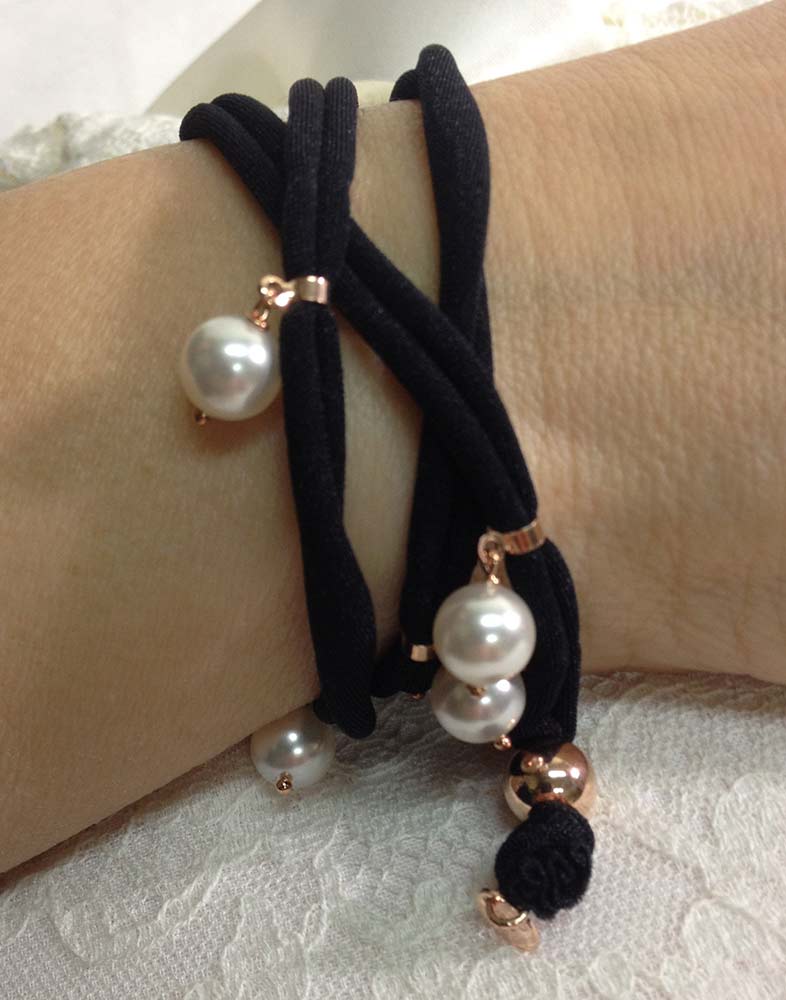 Bracciale in tessuto Argento 925 con perle