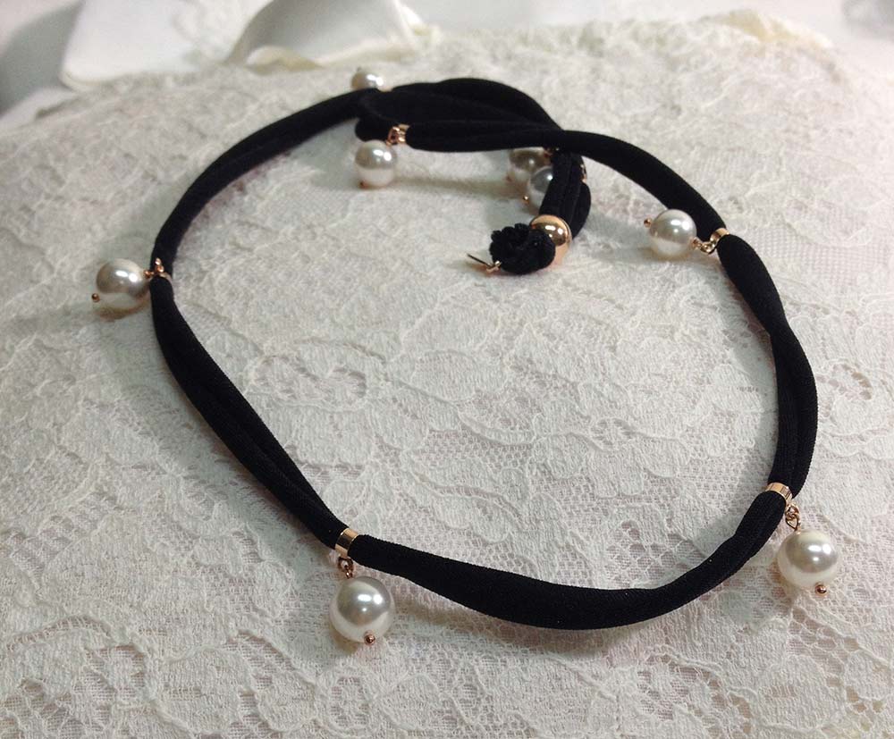 Bracciale in tessuto Argento 925 con perle