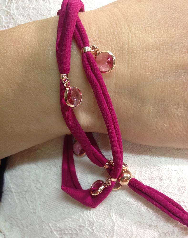 Bracciale in tessuto, Argento 925 e pietre