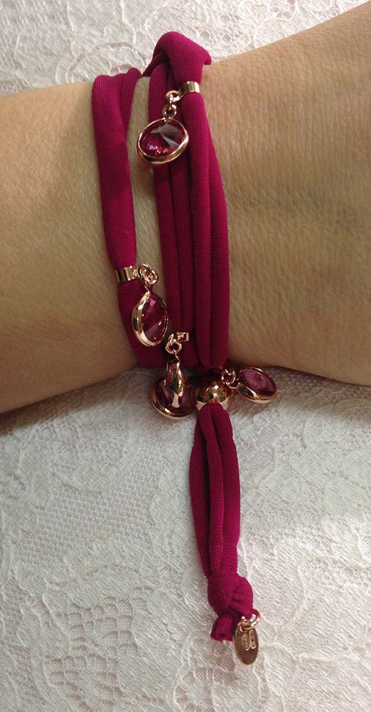 Bracciale in tessuto, Argento 925 e pietre