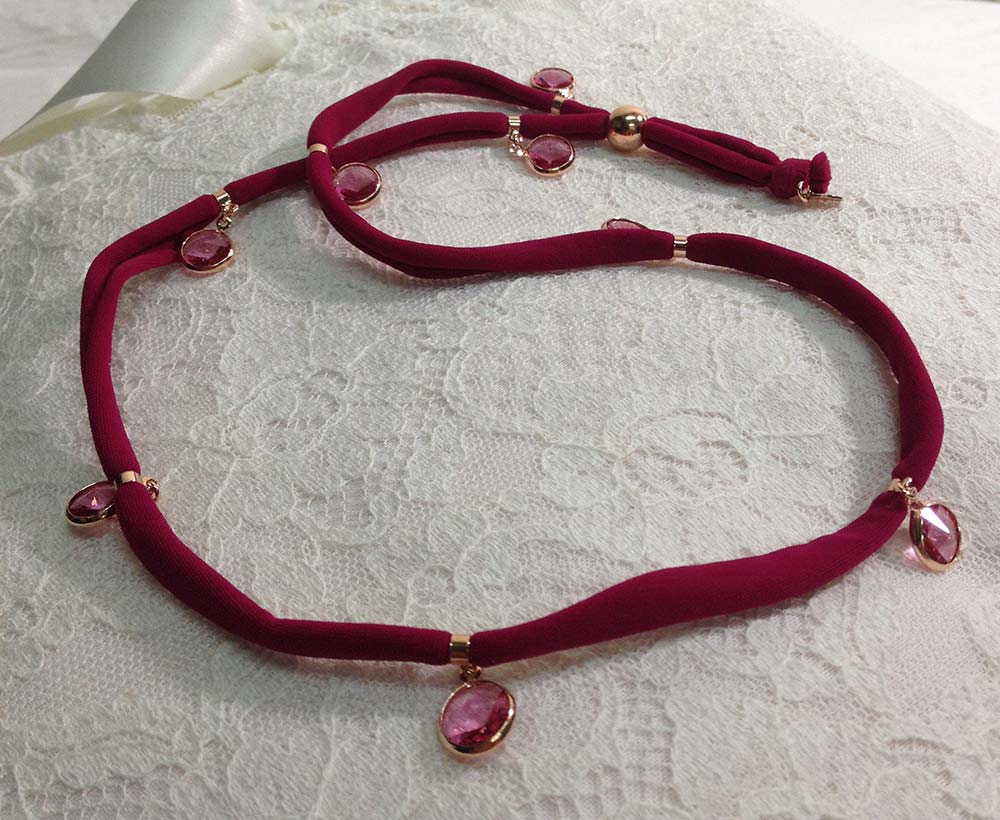 Bracciale in tessuto, Argento 925 e pietre