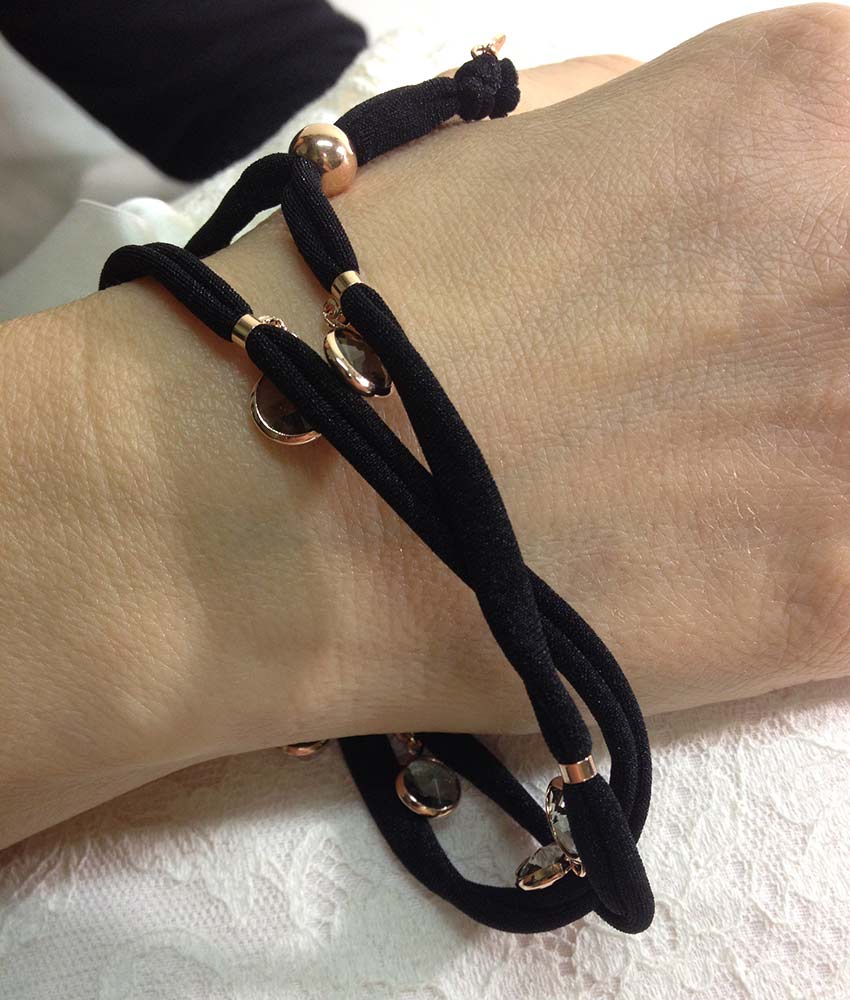 Bracciale in tessuto, Argento 925 e pietre