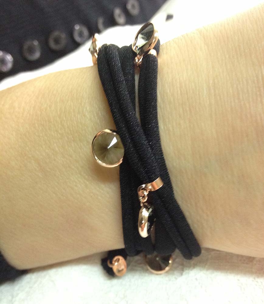 Bracciale in tessuto, Argento 925 e pietre