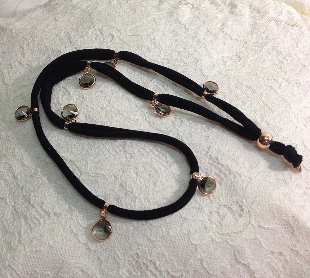 Bracciale in tessuto, Argento 925 e pietre