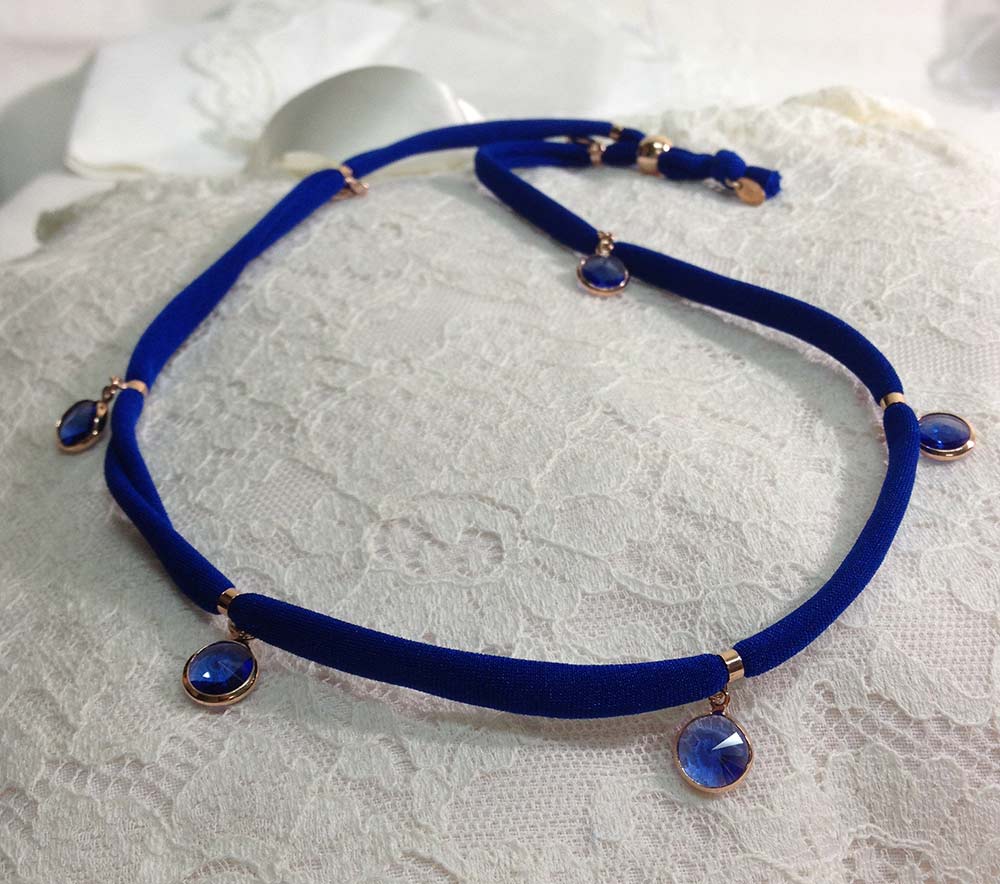 Bracciale in tessuto, Argento 925 e pietre