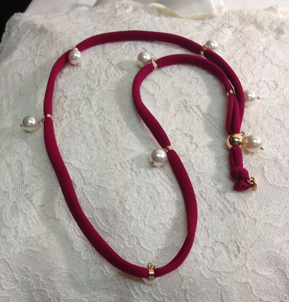 Bracciale in tessuto, Argento 925 e perle