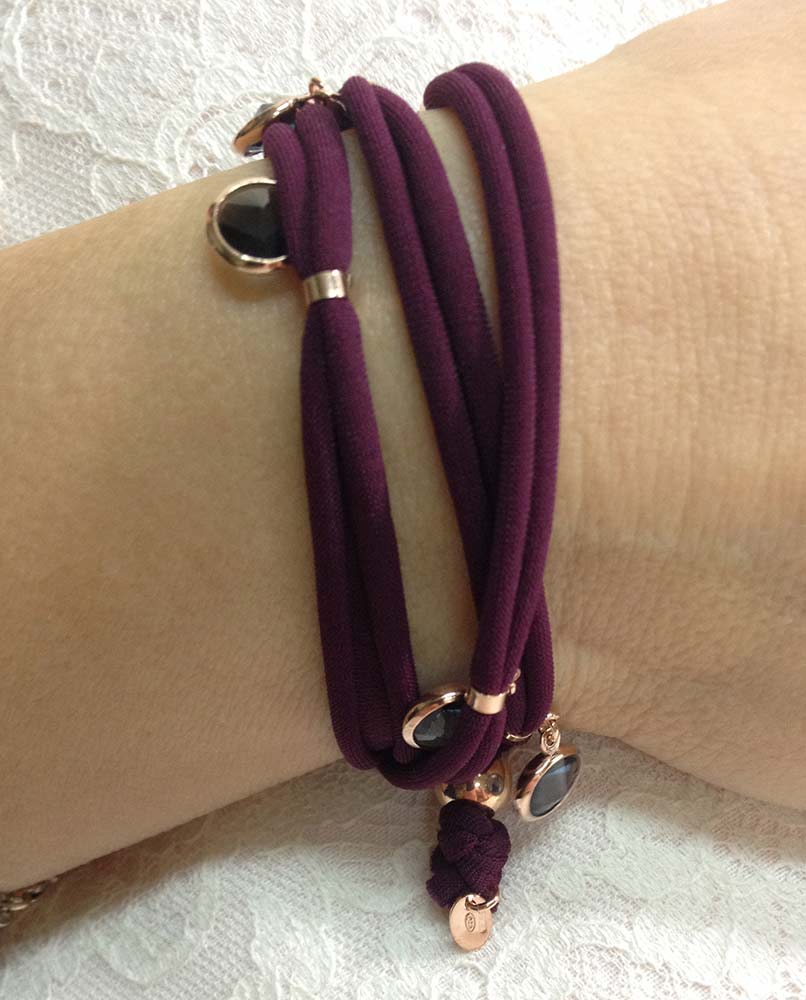 Bracciale in tessuto, Argento 925 e pietre