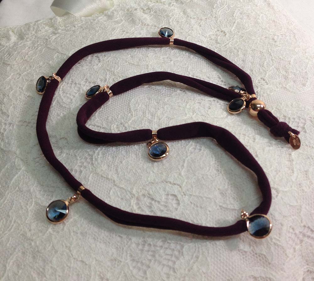 Bracciale in tessuto, Argento 925 e pietre