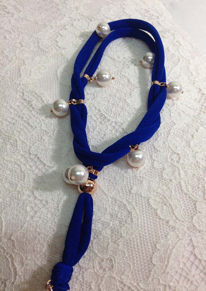 Bracciale in tessuto, Argento 925 e perle