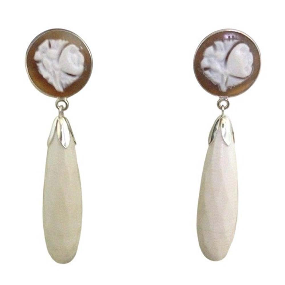 Orecchini Argento 925 con cammeo e bianco avorio