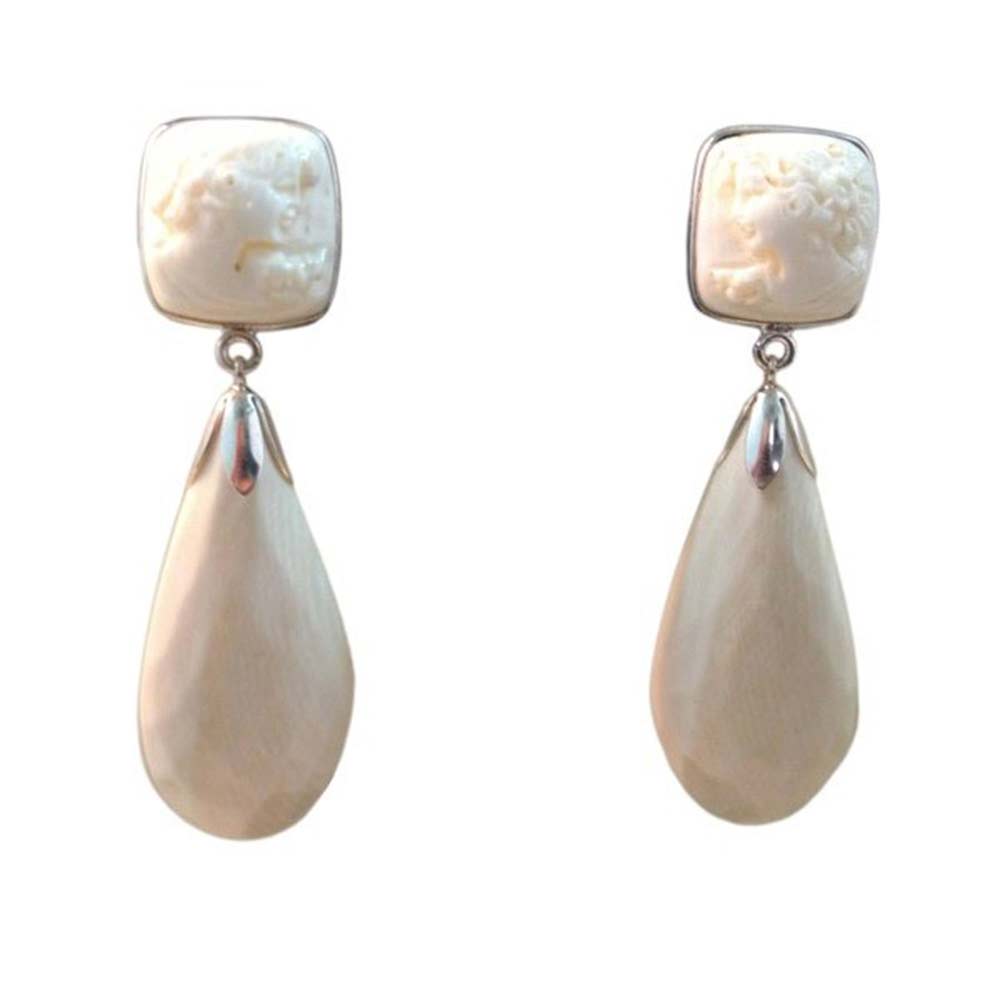 Orecchini Argento 925 con cammeo e bianco avorio